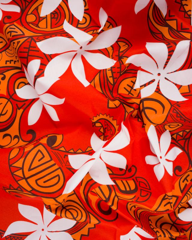 Polynesian fabric VAHINE Red - Tissushop